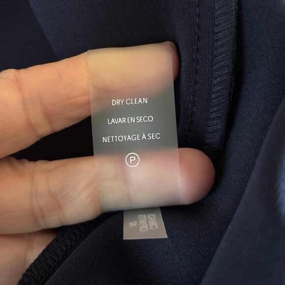 NEW Calvin Klein Size 12 Navy Blue Scuba Sheath Dress Faux Belt Office Career - Picture 6 of 6